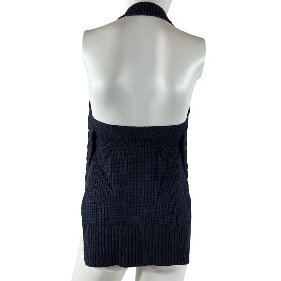 3.1 Phillip Lim Blue Wool Cable-Knit Halterneck Top Size XS - Picture 3 of 4